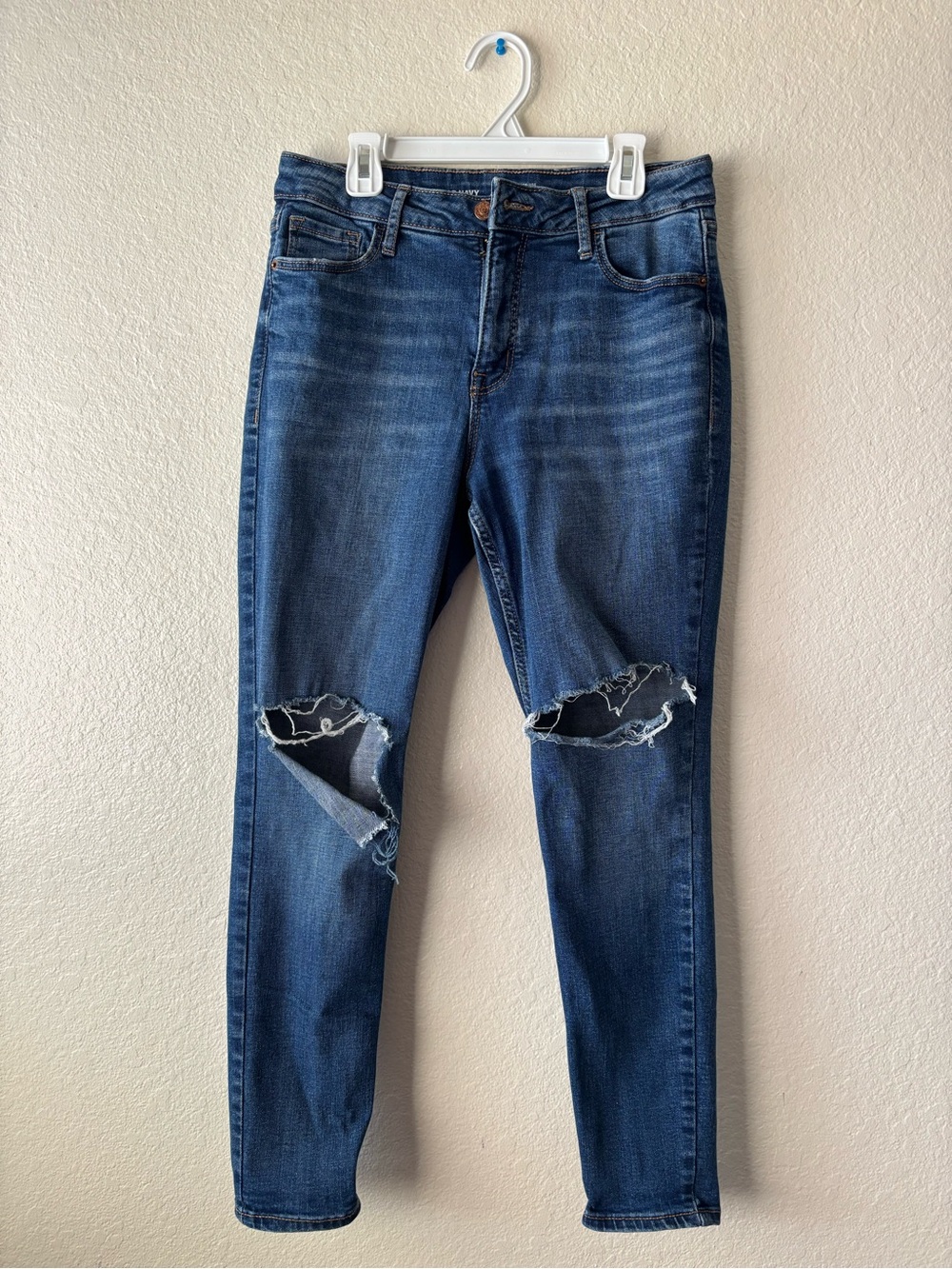 Old Navy Dark Blue Skinny Jeans with Knee Rips